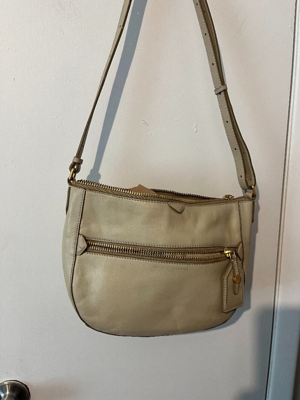 MARC JACOPS BEIGE LEATHER AND GOLD CROSSBODY BAG NWOT